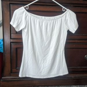 Off the shoulder white top